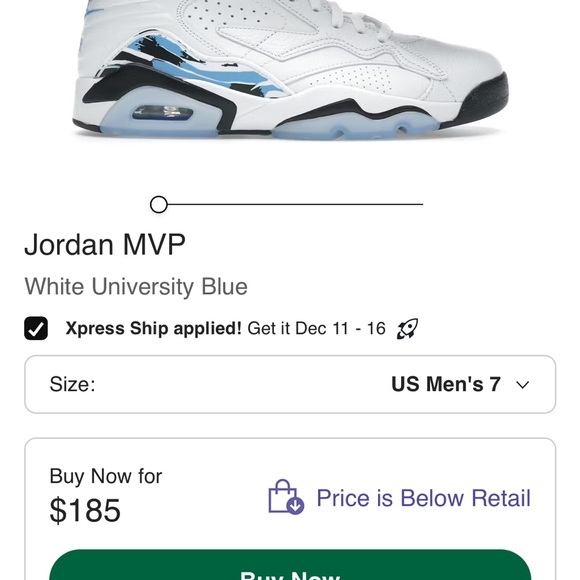 Jordan MVP White and Blue Sneakers - Picture 7 of 7